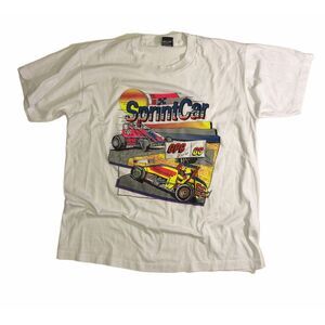Vintage 80s  Screen Stars Sprint Car 66 GPC Racing‎ Neon T Shirt XL 50/50